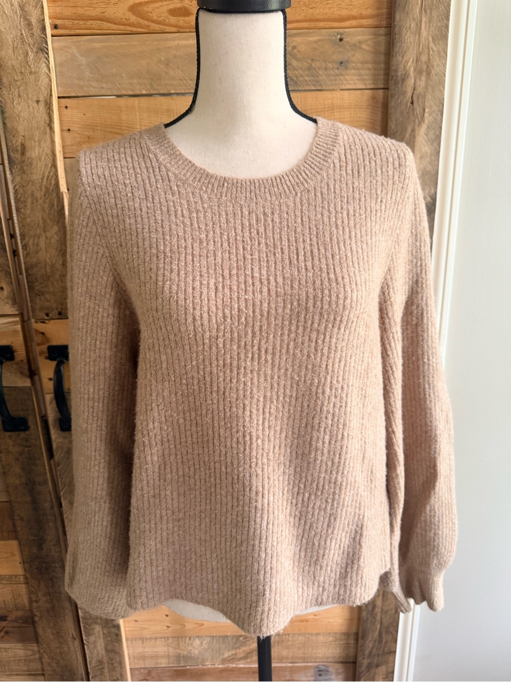 J. Crew Ribbed Crewneck Sweater in Light Taupe